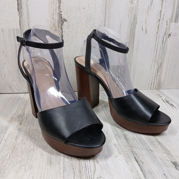 Bleecker & Bond Black Brown Sienna Platform Block Heel Sandals #560 - Picture 5 of 14